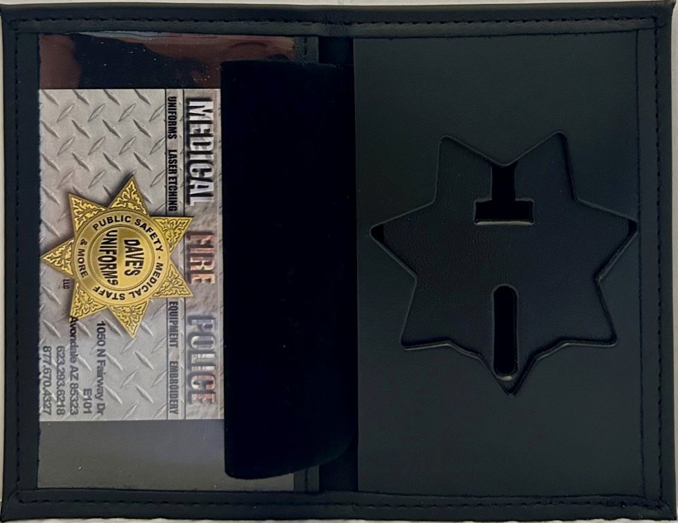 CALIFORNIA GOVERNOR DETAIL DRESS LEATHER RECESSED BADGE / SINGLE ID WALLET.